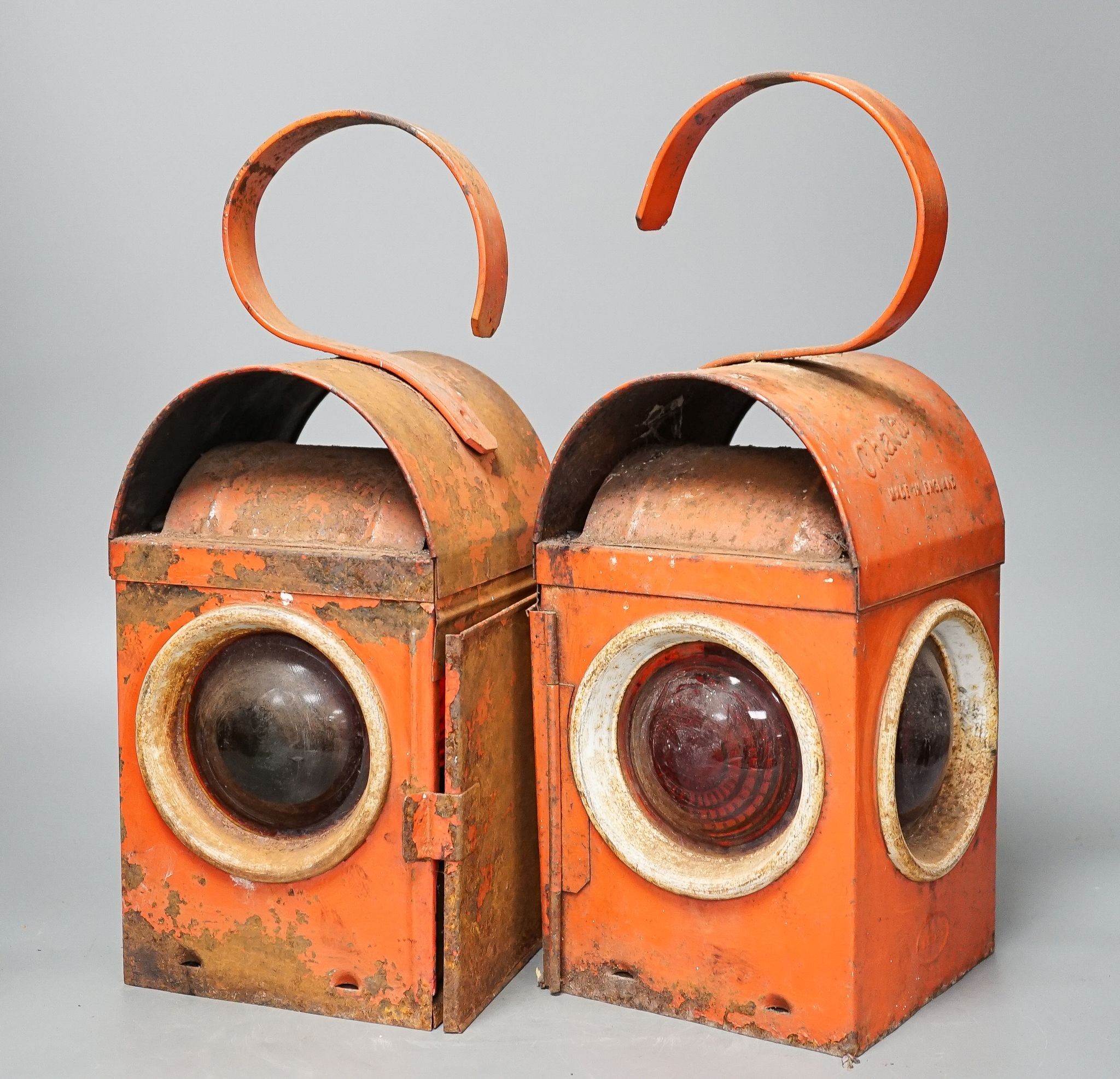 Two railway lanterns, 37cm